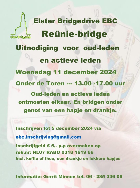 Reünie drive Elster Bridge Club 11 december